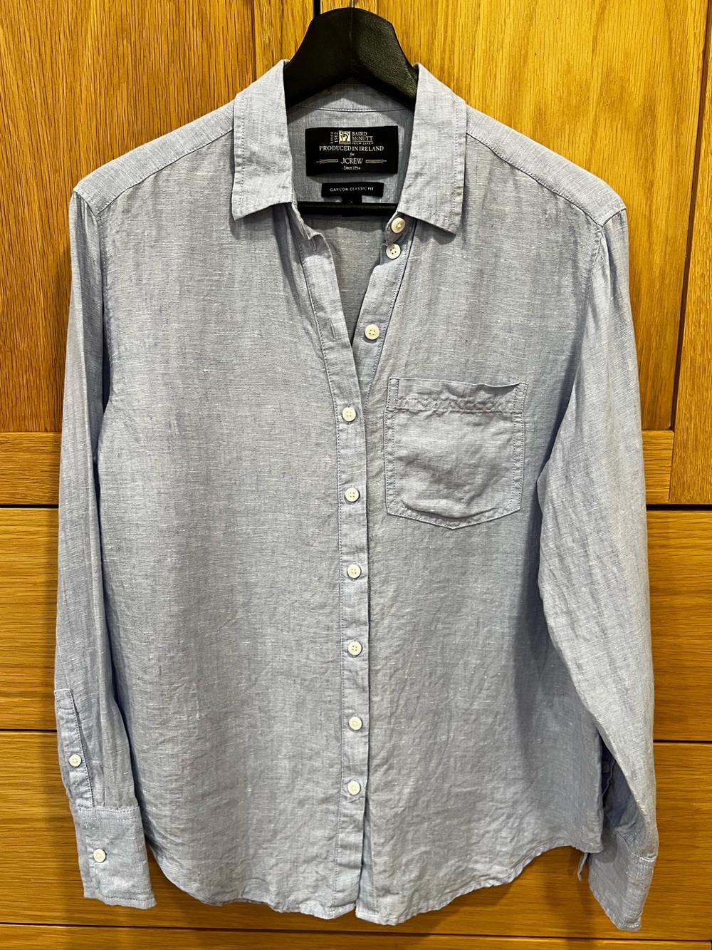 J. Crew Garçon Classic Fit Irish Linen Shirt French Blue Size 0 Preppy Chic